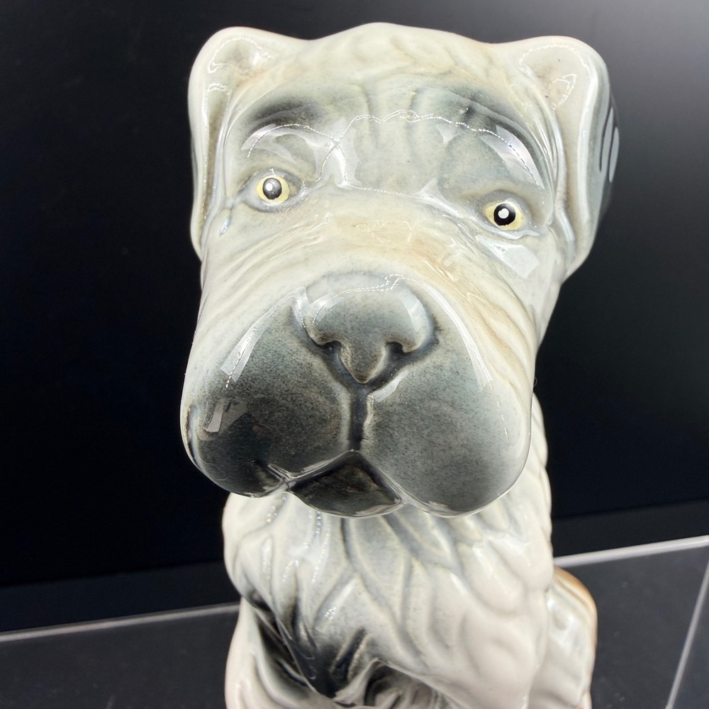 Vintage Mid Century Ceramic Schnauzer Airedale Terrier Dog Figurine Japan 6"‎
